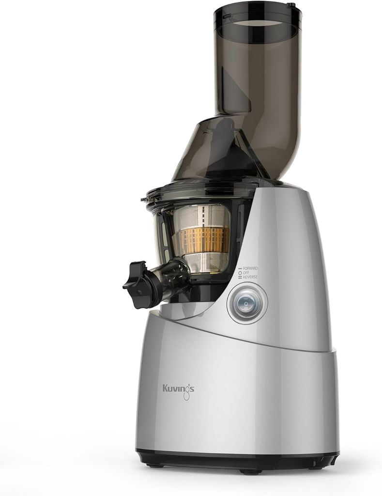 Kuvings Whole Slow Juicer B6000S - Higher Nutrients and Vitamins, BPA-Free Components, Easy to Clean, Ultra Efficient 240W, 60RPMs, Includes Blank Strainer-Silver 17.5" X 10.06" X 14"
