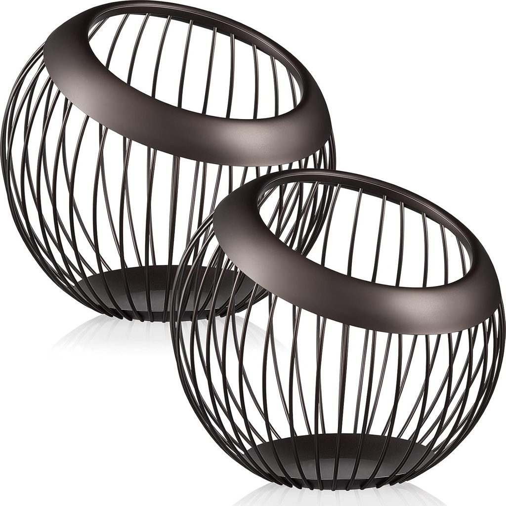 Patelai 2 Pieces Coffee Pods Holder Large Capacity Coffee Pod Baskets Stainless Steel Cup Organizer Sturdy for Espresso Capsule Pot Storage Metal Wire Fruit Bowl Snack Storage(Dark Brown)
