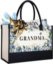 Canvas Tote Bag for Grandma - Beach bag, Reusable Grocery Handbags, Birthday Gifts from Grandkids to Nana Mimi