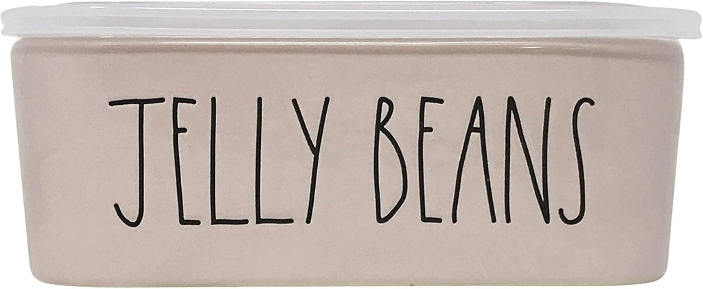 Rae Dunn by Magenta Ceramic Easter Container with vented lid (6.5 x 5 x 2.5) (Small Rectangle (6.5 x 5x 2.5), Jelly Beans/Pink)