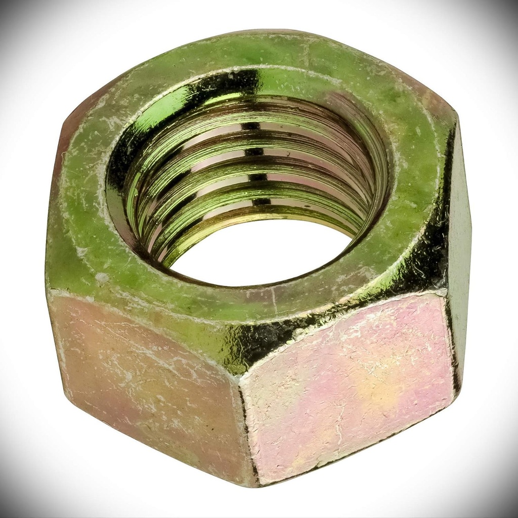 1-1/2"-6 Grade 8 Finished Hex Nuts Metric Hardware Fastener Kit Yellow Zinc Plated Steel Set Of 1