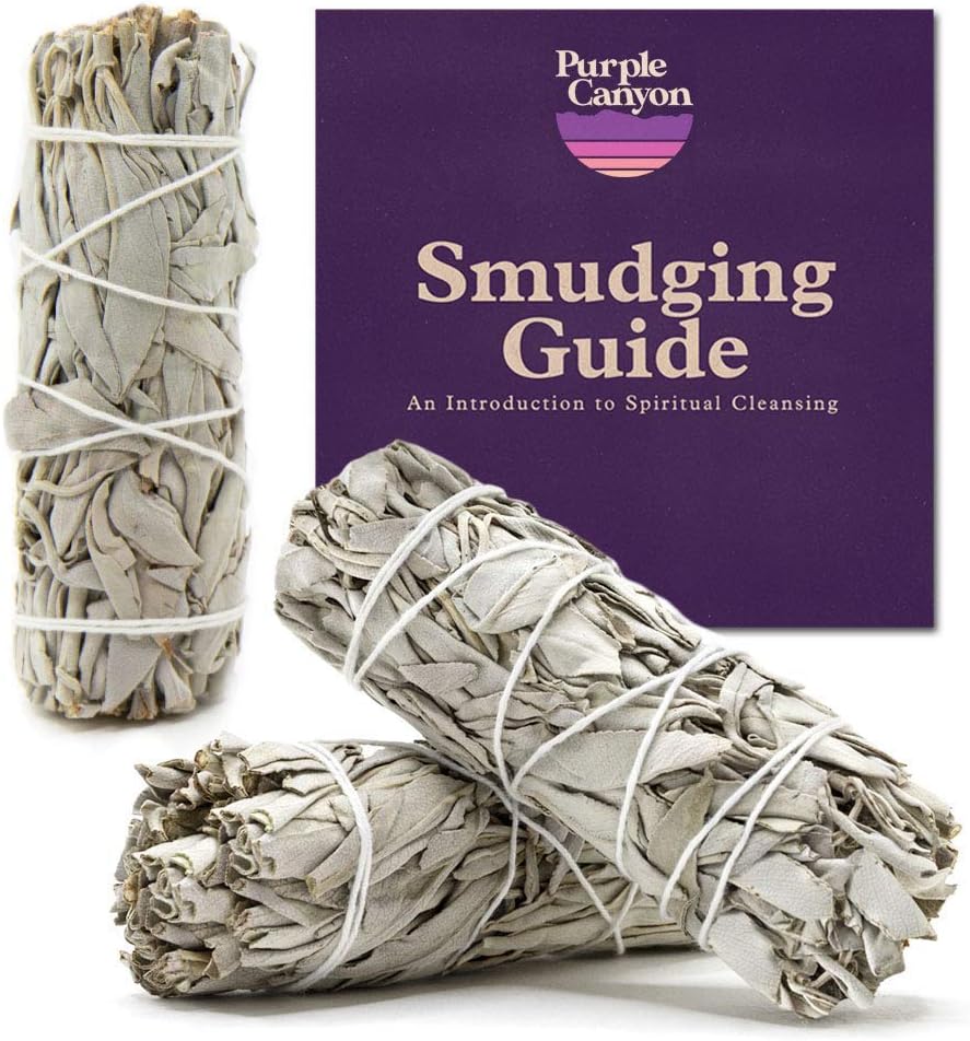 PURPLE CANYON White Sage Bundles - 3 Pack - Sage Smudge Stick for Home Cleansing Incense Healing Meditation and California Smudge Sticks Rituals - 4 Inch