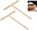 Crepe Spreader 2 Pack Natural Wood T-Shaped Tool 6.1 x 4.7 Inches for Crepes & Pancakes Batter Spreading