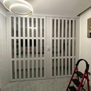 Customizable Large Accordion Door with Lock, PVC Foldable Doors with Handles & Acrylic Glass, Room Divider Gate for Kitchen/Balcony/Storeroom/Bathroom(59x80in(150x203cm))