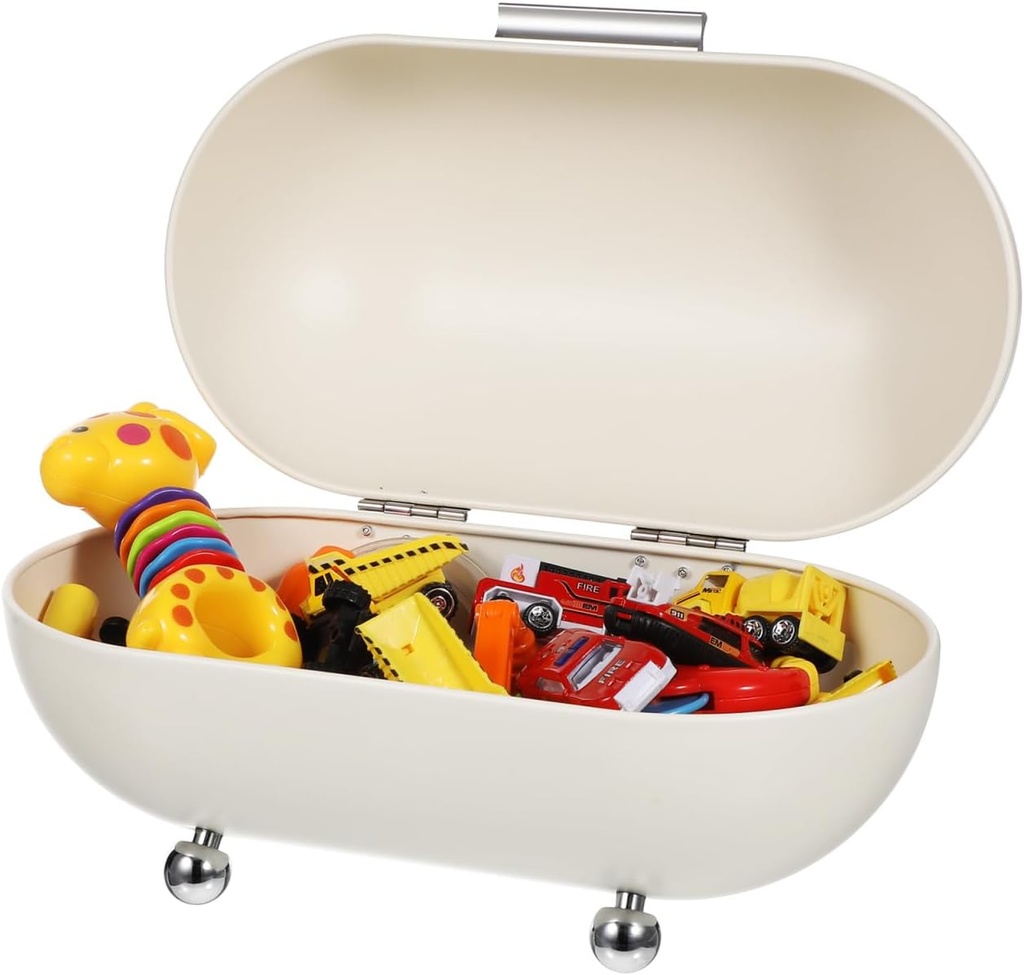 Angoily Bread Container, Bread Box for Kitchen Countertop, Iron Storage Container with Lid, White Box Holder, Saver White Metal Box for Kitchen Countertop