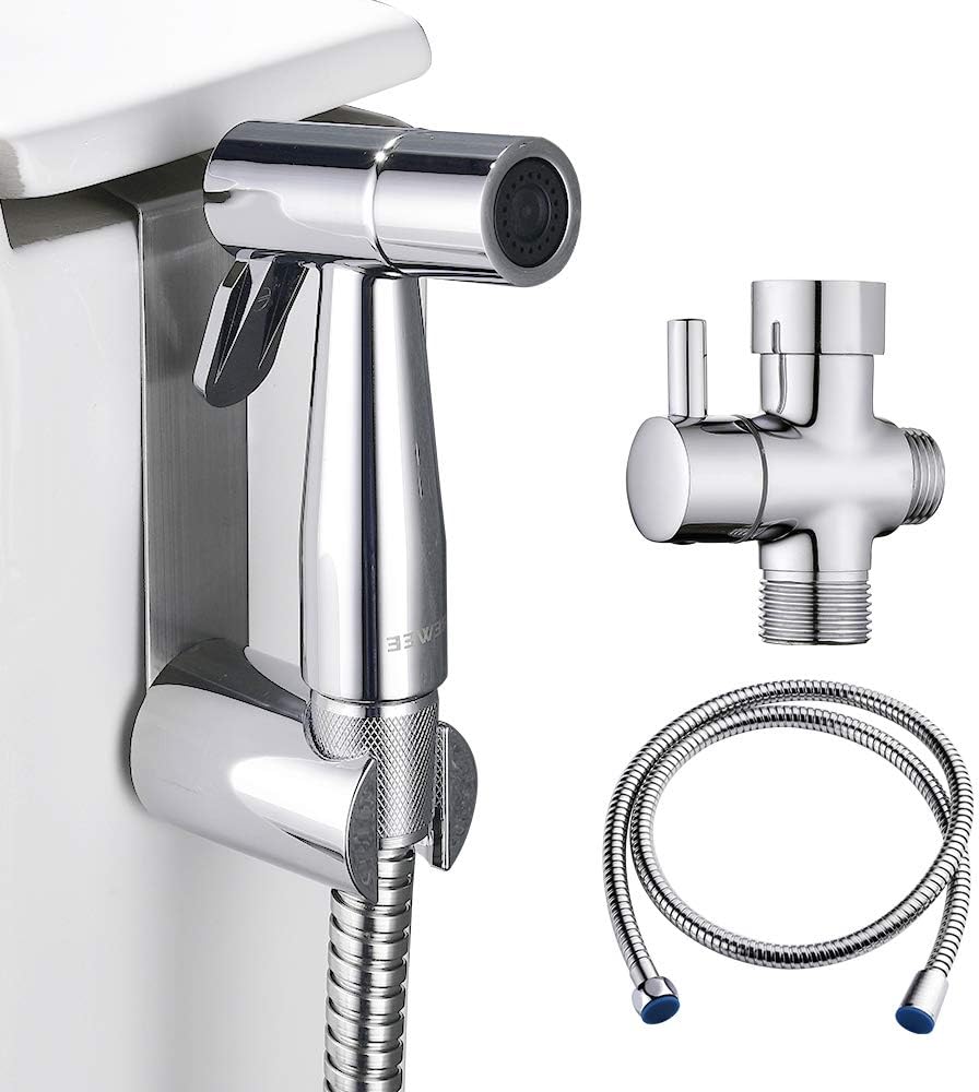 Handheld Bidet Sprayer for Toilet,REWEE Chrome Plate Plastic Bidet Attachment for Toilet,Cloth Diaper Bidet Toilet Sprayer