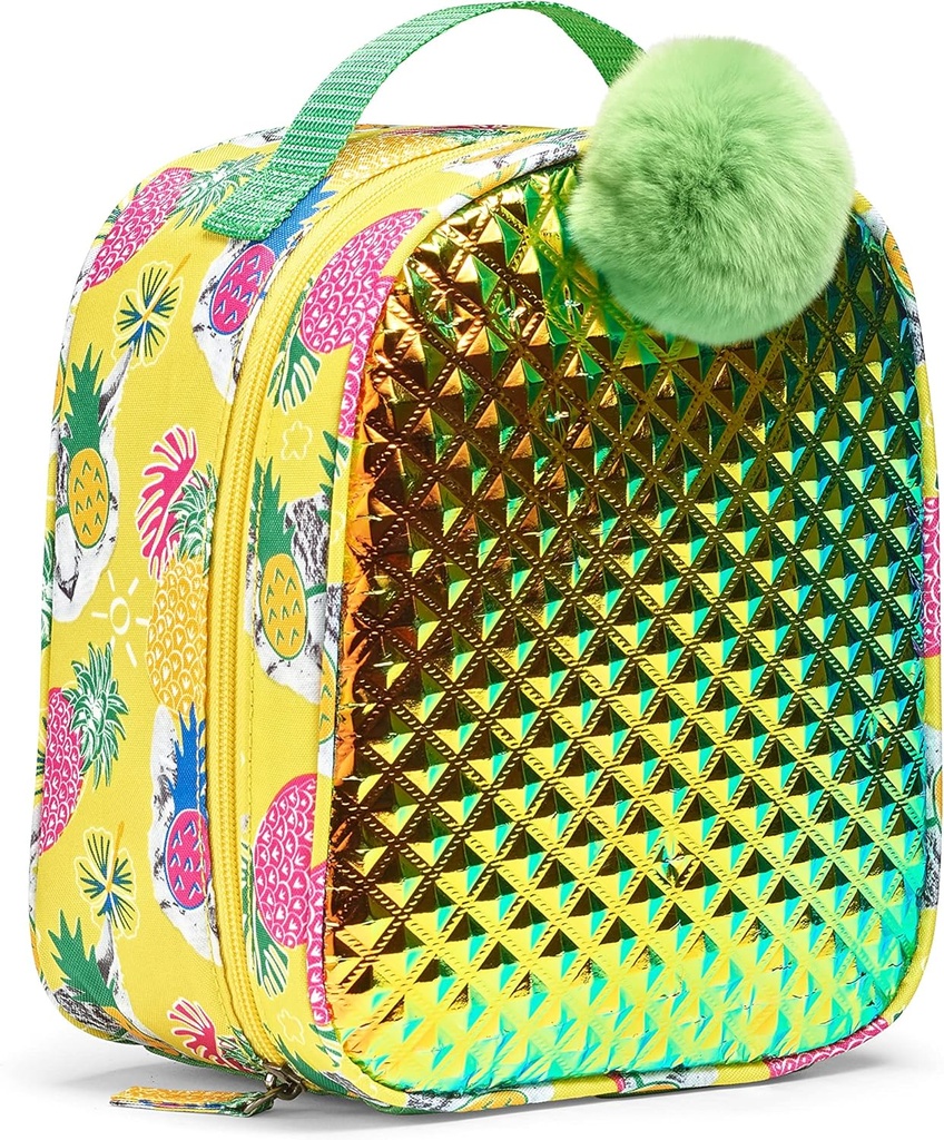 Fit & Fresh Novelty Insulated Lunch Box, Pineapple, Unisex, Meal Holder, Polyester, 11 x 8 x 6 in