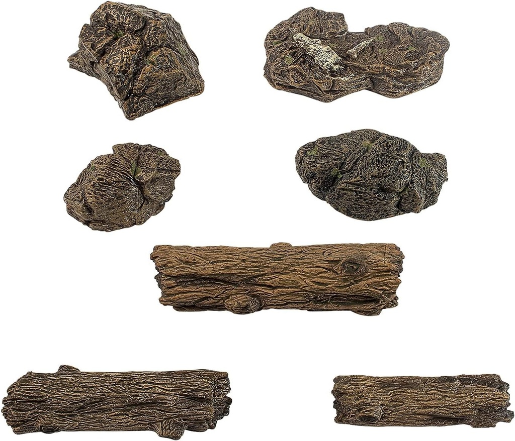 Warmtree Artificial Tree Stump Mini Garden Figurines Stumps Ornaments Miniature Stone Rock Statue for Micro Train Landscape Railway Sand Table,Pack of 7