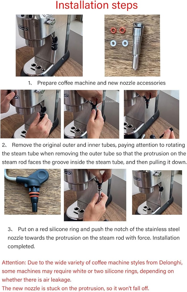 Zerodis Stainless Steel Coffee Steam Spout Nozzle, Coffee Maker Tools Coffee Machine Steam Nozzle Compatible with ECP3420 EC680