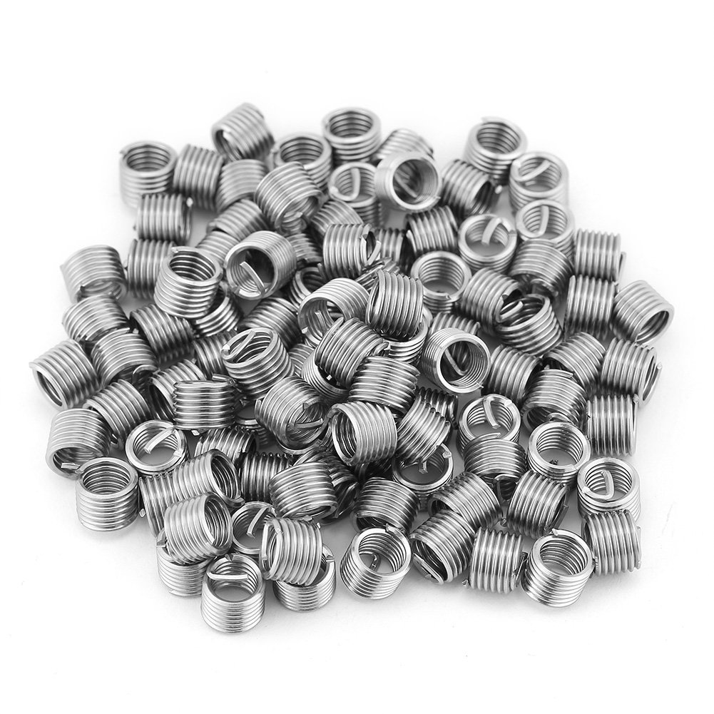 M6 Wire Screw Sleeve, 100pcs M6 x 1.0 x 1.5D 304 Stainless Steel Thread Repair Insert Tool Wire Sleeve Helical Inserts Assortments Kit