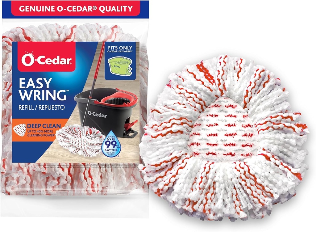 O-Cedar EasyWring Deep Clean Refill (1-Pack) | 40% More Cleaning Power | Microfiber Mop Refill Compatible with O-Cedar EasyWring Spin Mop & Bucket System