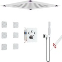 VANFOXLE Temperature Shower Faucet Set Chrome Shower System, Push Button Diverter Shower Faucet with 2 In 1 Handheld, 16 Inch LED Shower Head, 6 PCS Body Jets