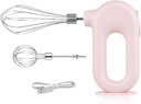 Cordless Hand Mixer Electric Handheld Mini Egg Beater 4 Speed Adjustable Mini Hand Mixer Electric Mixer, USB Charing, 1500mAh(Pink)