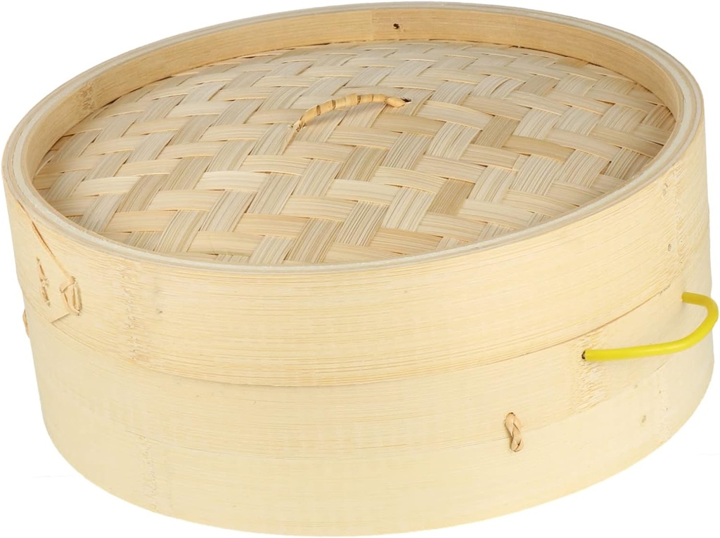 Ciieeo 2pcs Bamboo Steamer Basket for Cooking with Lid for Dim Sum Dumplings and Vegetables Non-stick for Healthy Food Preparation