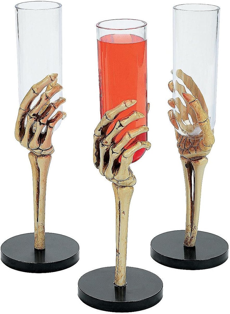Fun Express Halloween Shot Glasses Set of 12 - Skeleton Hand Design Plastic Cups 2oz Capacity | Perfect for Halloween Party Decorations, Adult Party Favors & Spooky Cocktail Drinks