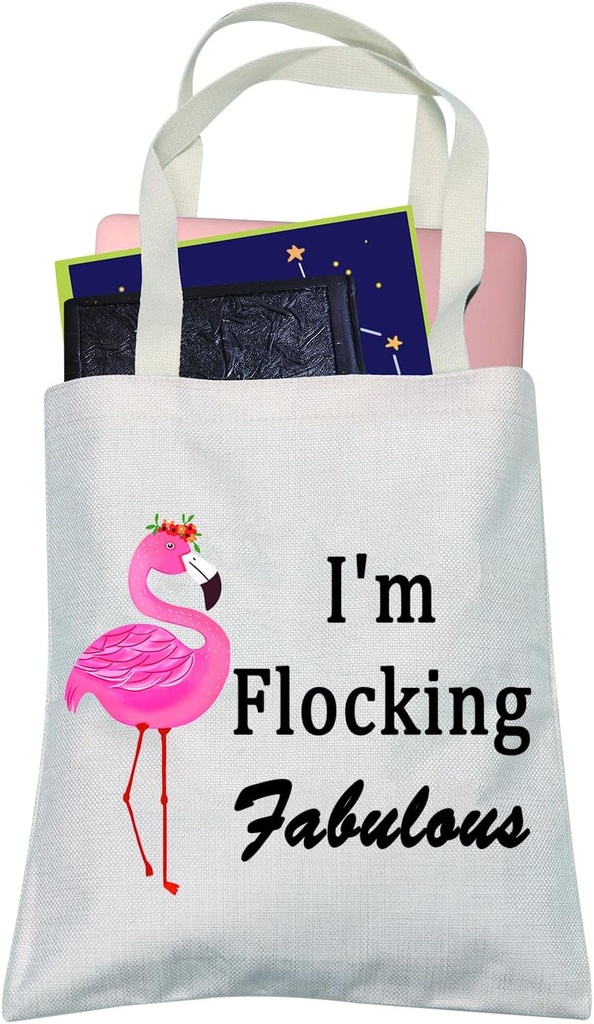 LEVLO Pink Flamingo Lovers Gifts I'm Flocking Fabulous Shopping Bags With Flamingo Pattern BFF Gift