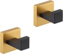 GERZWY Bath Single Coat Hook Stainless Steel Wall Mounted Robe Clothes Hook for Bathroom Modern Style (Black & Gold) FG1607-2BD