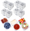 RXRRXR 20PCS Double Compartment Condiment Container With Lids - Reusable Snack Pack Containers for Take-out Sauces