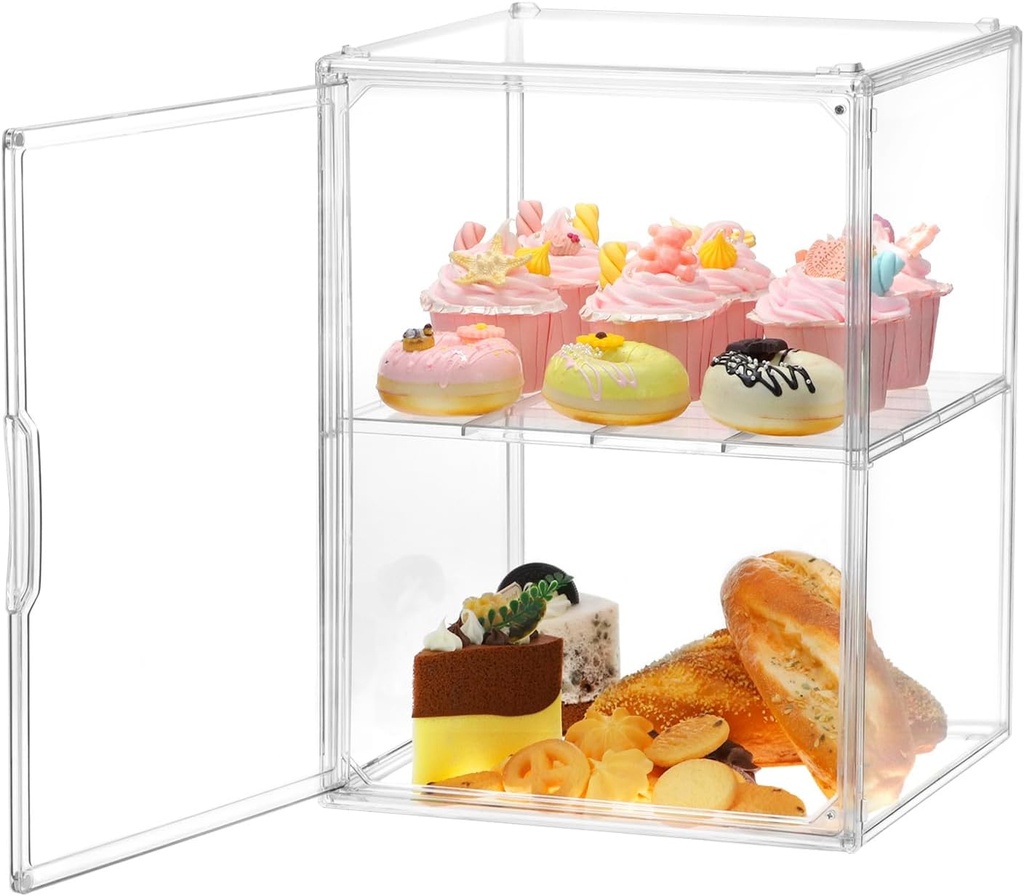 QWORK Bread Box, Clear Large Bread Storage Container for Kitchen Countertop, Pastry Display Case