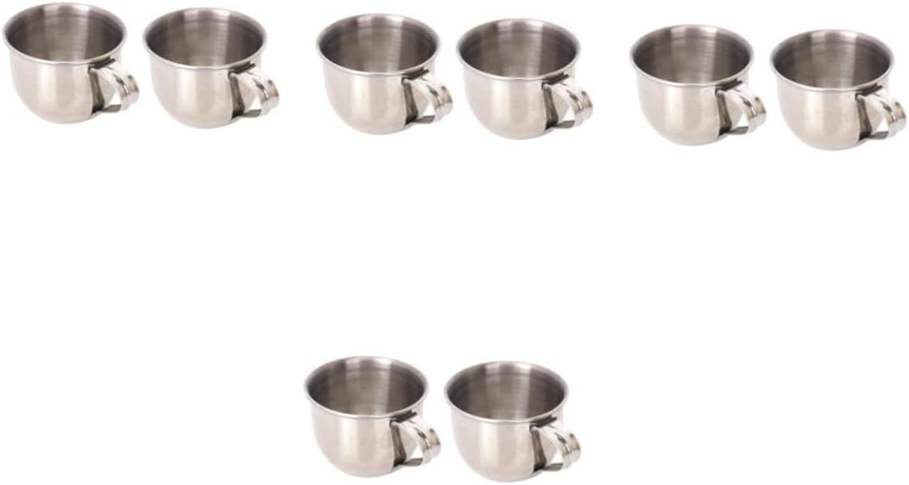 Cabilock 8pcs Stainless Steel Tea Mugs Water Cups Handle for Sake Wine and Cold Beverages for Home Use
