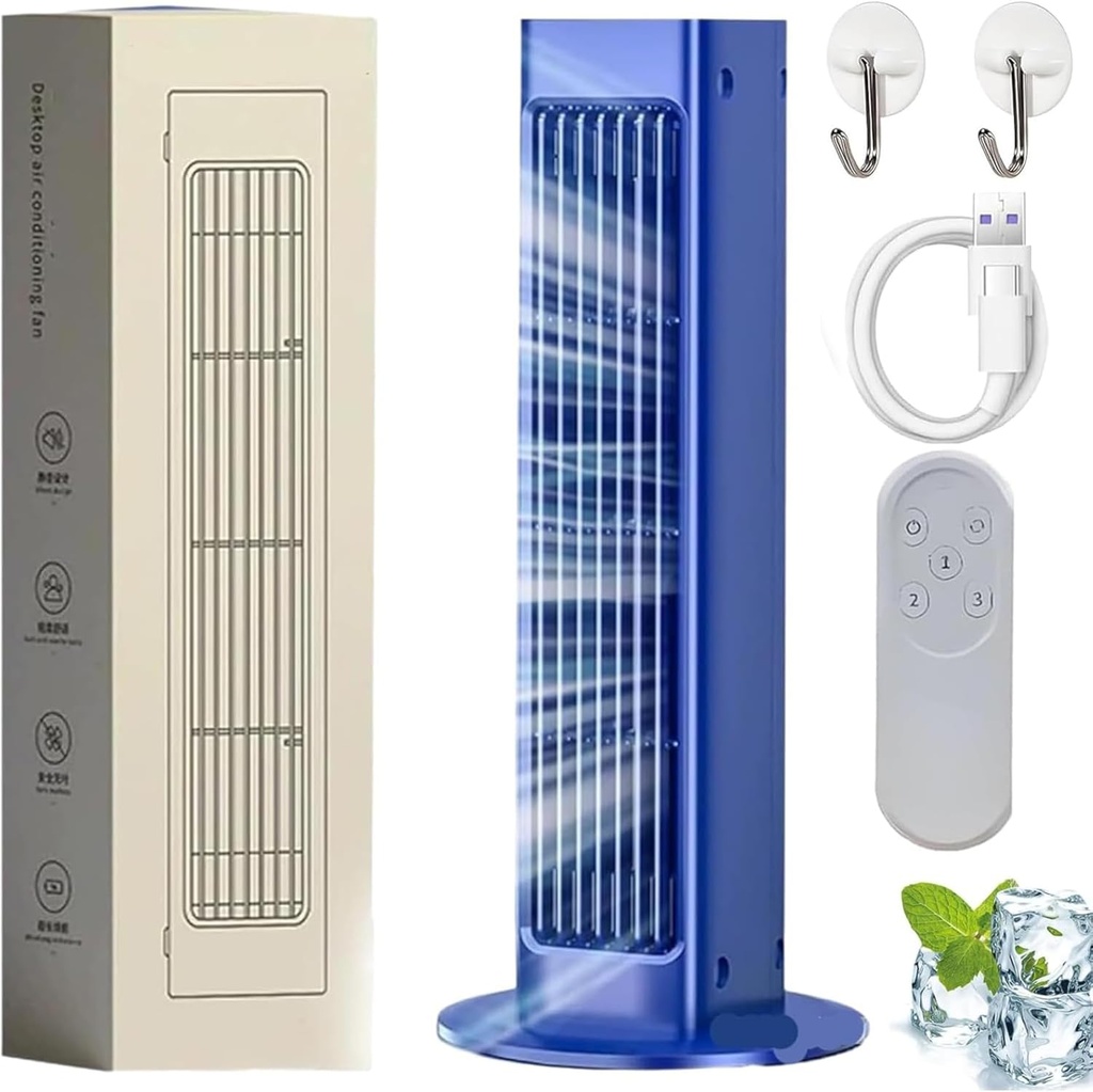 2025 New Breezemax Portable Ac, Breezemax Ac - Ultra-Quiet Compact w/Dual Dehumidify for Bedroom/Office & Energy-Efficient Heat Relief (Blue, Plug-in type)