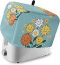 4 Slice Toaster Cover, Bread Machine Cover Abstract Yellow and White Smile Flowers Blue Texture Kitchen Appliance Dust Cover with Top Handle Fingerprint Protection Lightweight Kitchen Toaster Cover