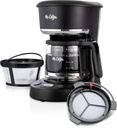 Mr. Coffee Programmable Coffee Maker 5 Cups with Auto Pause Glass Carafe Compact Design Black