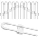 (10 pack white) 4 button Cabinet Locks, U-Shaped Proofing Drawers Safety Child Locks Adjustable, for Wardrobe,Kitchen,Bathroom,Drawer,Fridge,Cupboard Doors Knobs & Handles