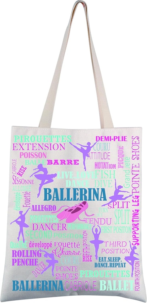 FEELMEM Ballerina Ballet Tote Bag Ballet Lovers Gift Ballet Canvas Shoulder Bag Ballet Dancer Dancing Grocery Bag
