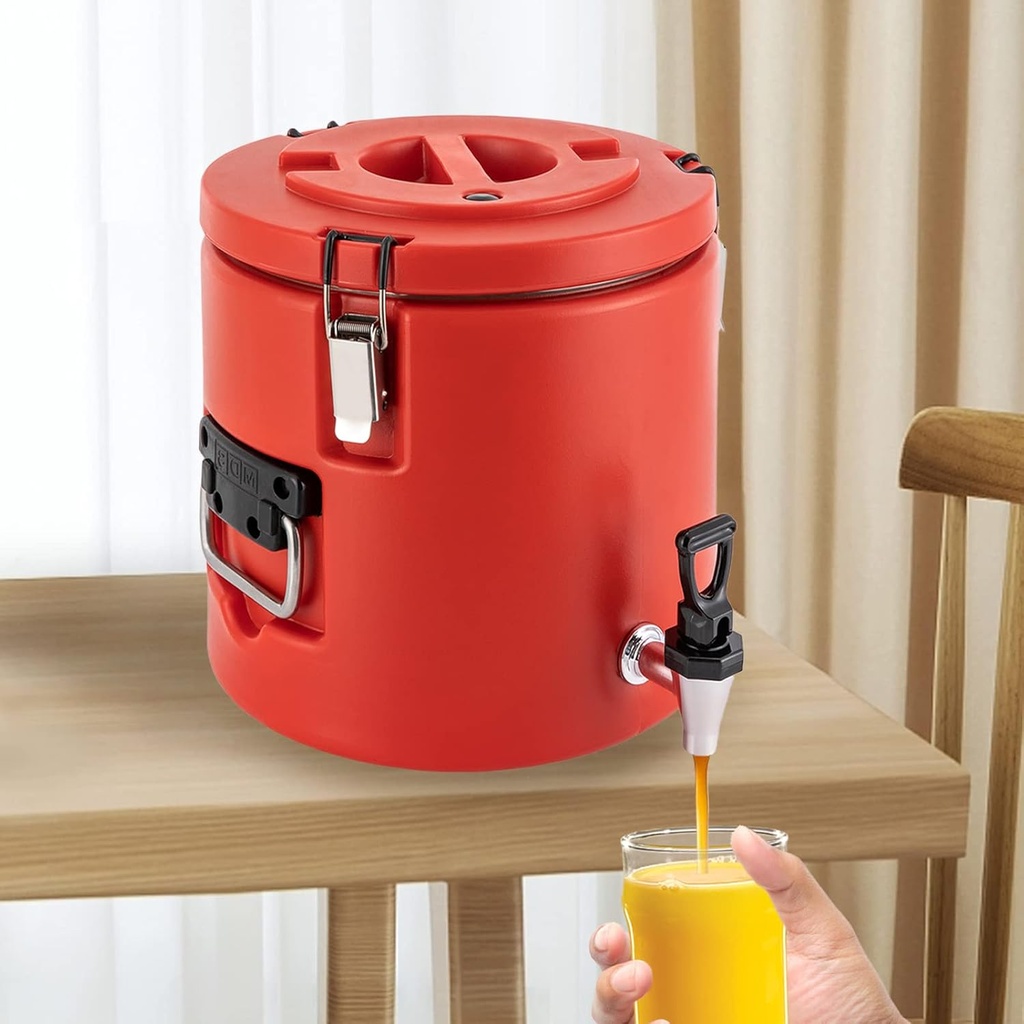 15L/3.9Gal Insulated Beverage Dispenser Insulated Thermal Hot & Cold Beverage Dispenser Drink Dispenser with Faucet Food-grade for Hot Tea & Coffee, Cold Milk, Juice, Red