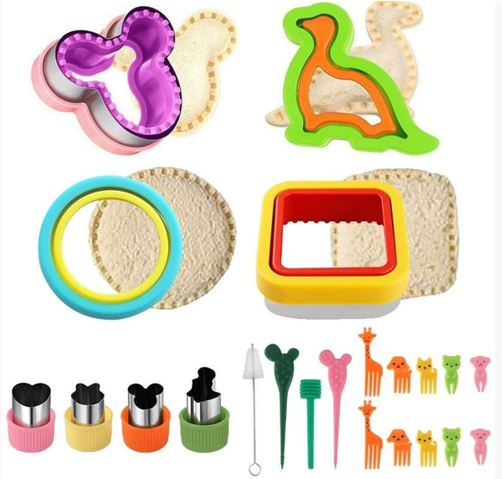 Uncrustable Sandwich Cutter,Cookie Cutters Sandwich Maker Bread Maker Sandwich Cutter and Sealer, Lunchbox and Bento Box for Kids Lunch,22PCS