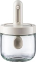 PRETYZOOM Airtight Seasoning Bottle Storage Box with Spoon 5.5 Inch Compact Glass Spice Jar for Salt Msg Powder Kitchen Organizer