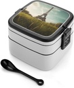 Bento Lunch Box for Women Lunch Containers for Adults There Is Grass Below Double Layered Lunchbox Large Capacity Bento Box with Cutlery for Work Picnic Camping Travel