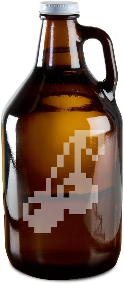 8 Bit Cherries Video Game Style Hand-Made Etched Glass Beer Growler 64 oz