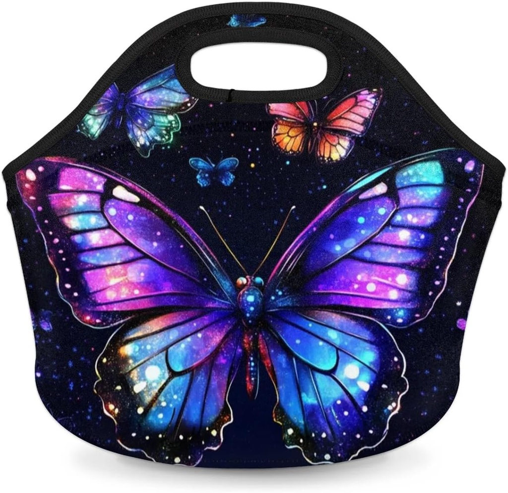 Kids Lunch Box for Boys Girls Butterfly Insulated Neoprene Children Lunch Bags Sturdy Soft Bag & Reusable Cooler Lunch Thermal Meal Tote Kit for School