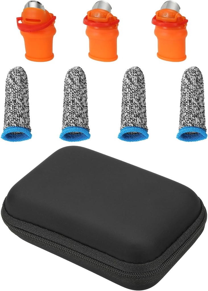 PATIKIL Large Gardening Thumb Knife Set with Storage Case, Silicone Thumb Cutter Finger Cover Garden Trim Tool for Picking Fruit Vegetable, Black