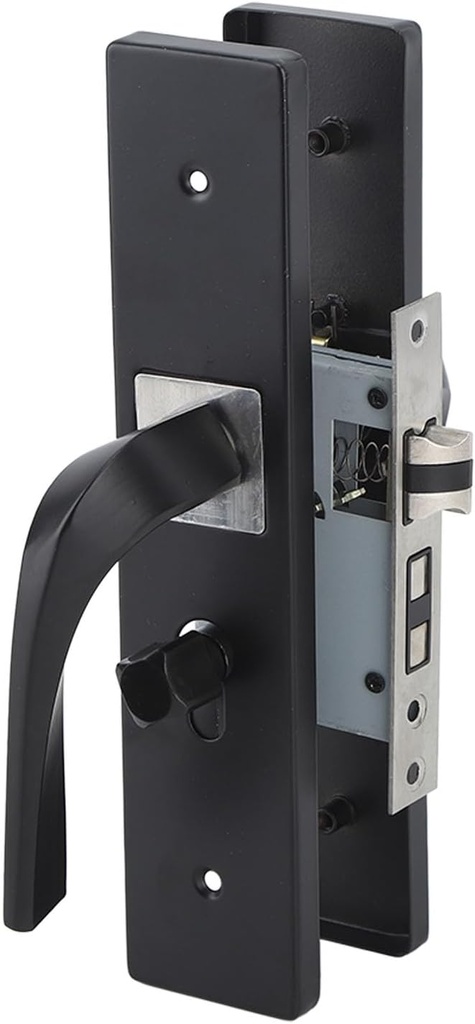 Entry Door Handle Sets for Bedroom, Silent Aluminium Alloy Lock with Double Solid Wood Handles for Interior Bathroom Privacy Easy Installation