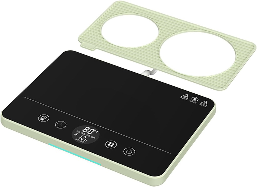 Desk Coffee Warmer Plate Versatile Buffet Server Adjustable Temperature Control for Home Dinner Restaurant US Plug- Green