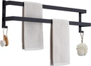 Double Towel Bar Towel Racks for Bathroom, Bath Towel Holders Wall Mount, Stainless Steel Towels Shelves Towel Rail, 2-Tiers (Matte Black, 32 Inches)