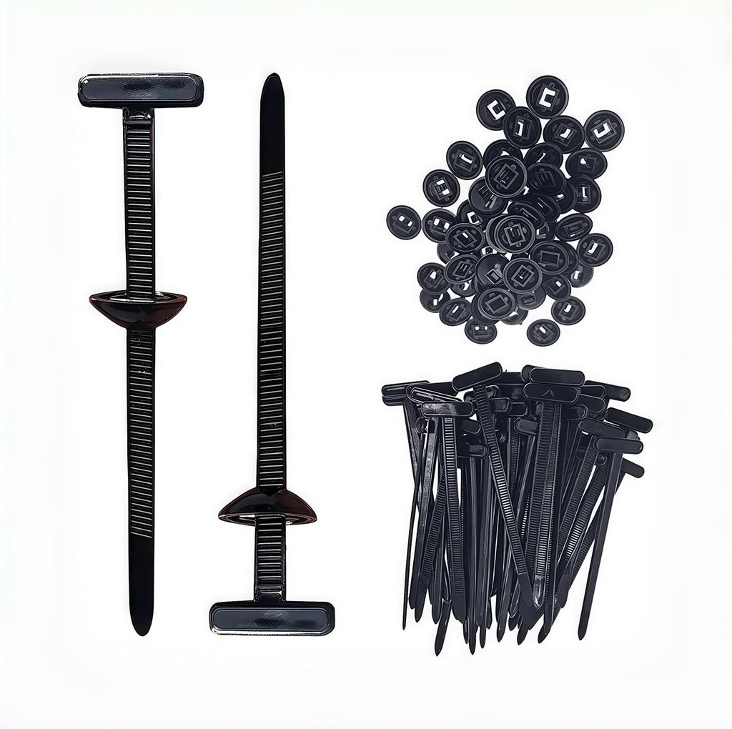 Universal Automotive Nylon Zip Ties & Heavy Duty Fastener Clips - Snap-Fit Retainer Rivets for Car Trim, Panels, Bumpers, Fender Liner, Door Panel & Automotive Fastening (50, Black)