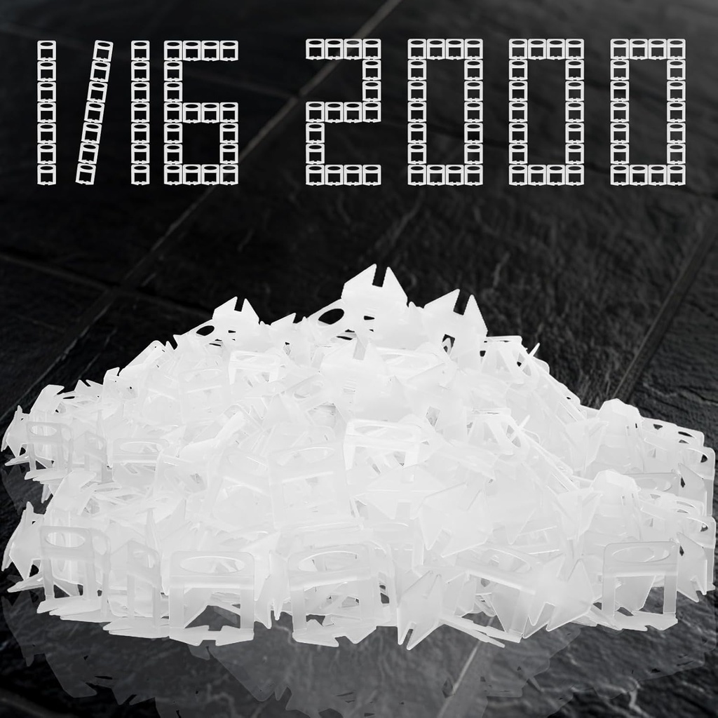 Tile Leveling System, 2000-Piece Tile Spacers 1/16 Inch Tile Clips, Tile Leveling Clips for Tiles and Stone Installation