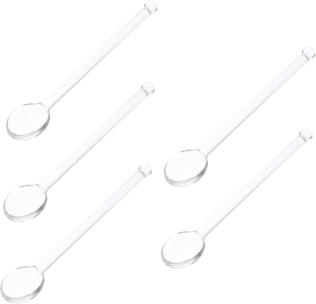 5pcs Glass Coffee Spoons for Espresso Cooking Smooth Stirring Spoons for Honey Iced Tea
