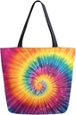 Pfrewn Tie Dye Canvas Tote Bag Extra Large Grocery Bag Casual Beach Shopping Tote Heavy Duty Washable Shoulder Bags Handbag