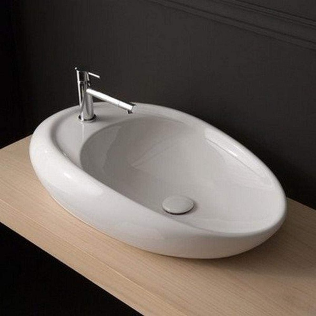 Scarabeo 8602-One Hole-637509864385 Decorative Bathroom Sink Vessel, White