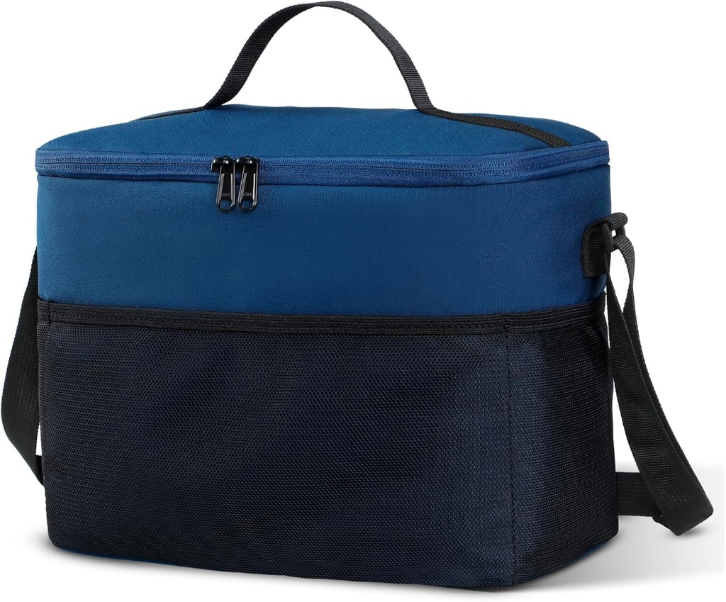 MIER Insulated Lunch Box for Men Women Portable Lunch Bag with Shoulder Strap Leakproof Lightweight Cooler Bag for Work School Picnic 12CAN, Medium Navy