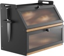 TGS Bread Box for Kitchen Countertop, Large Bread Storage Container for Homemade Bread, Wooden Farmhouse Breadbox Organizers for Counter Corner, Cabinet, Pantry, Cupboard, Double Layer,Black