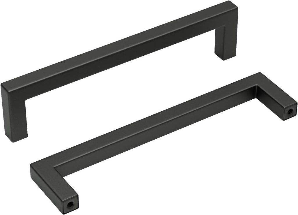 homdiy 30 Pack Matte Black Cabinet Handles, 5 Inch Hole Center Cabinet Pulls Modern Square Dresser Handles for Kitchen Bedroom Bathroom