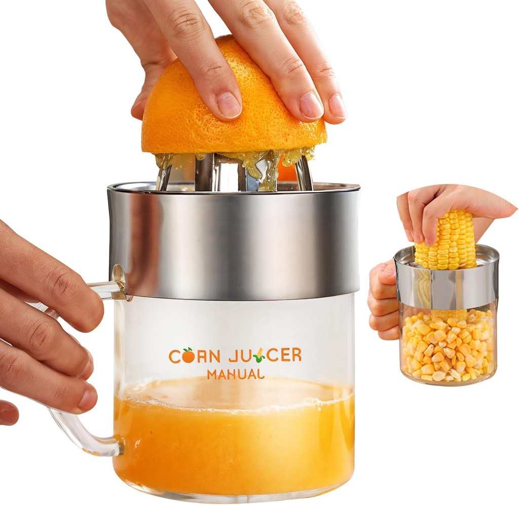 Corn Stripper 2-in-1 Citrus Juicer Hand Orange Juicer Lemon Squeezer Corn Peeler Corn Cob Stripping Tool Corn Cutter & Remover 20oz