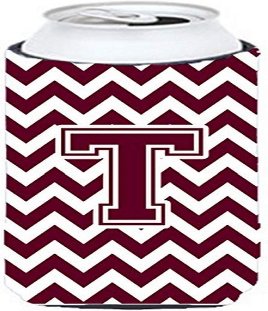 Caroline's Treasures CJ1051-TTBC Letter T Chevron Maroon and White Tall Boy Hugger Can Cooler Sleeve Hugger Machine Washable Drink Sleeve Hugger Collapsible Insulator Beverage Insulated Holder