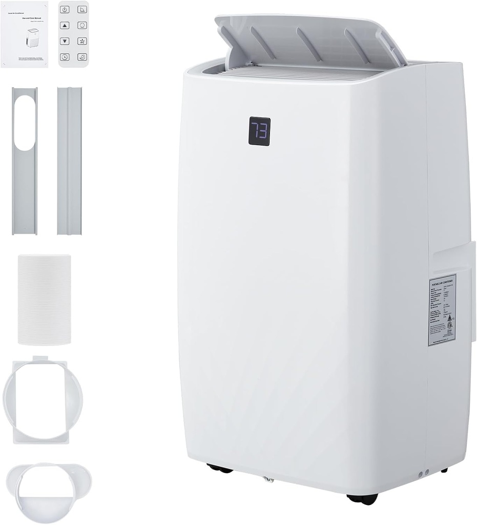 12000 BTU Portable Air Conditioner for 550 Sq.Ft - 3 in-1 AC Unit with Cooling, Dehumidifier & Fan Modes, Remote Control, Timer & Ultra-Quiet Operation for Home/Office